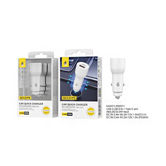 CARREGADOR RÁPIDO ONEPLUS NA0251 BL PARA CARRO SEM CABO BLEDSOE 3,4A BRANCO CARREGADOR RÁPIDO ONEPLUS NA0251 BL PARA CARRO SEM CABO BLEDSOE 3,4A BRANCO